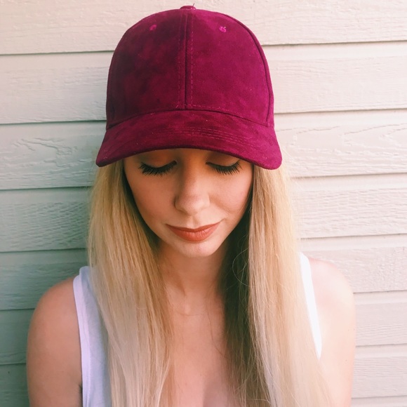 burgundy suede baseball cap